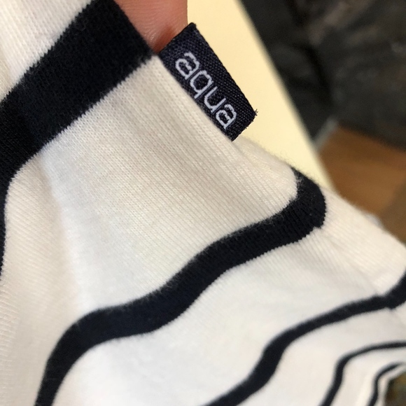 AQUA MARITIME 100% cotton striped wrap 3/4sl dress - Picture 7 of 8